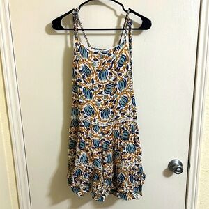 EUC Ash & Eden Floral Pom Pom Ruffle Tired Mini Dress XS